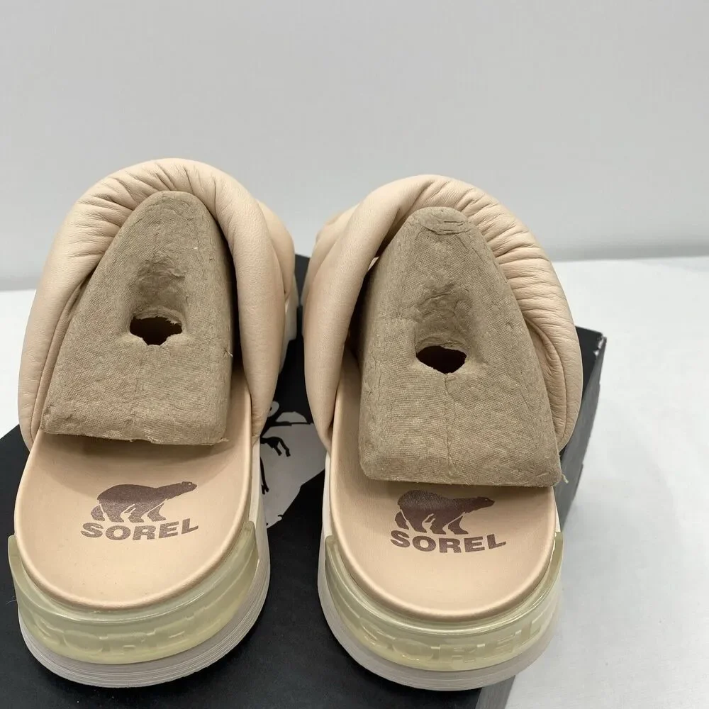 SOREL Vibe Twist Slide Women Flat Sandal Beige, Nova Sand, Sea Salt SIZE 10 NIB